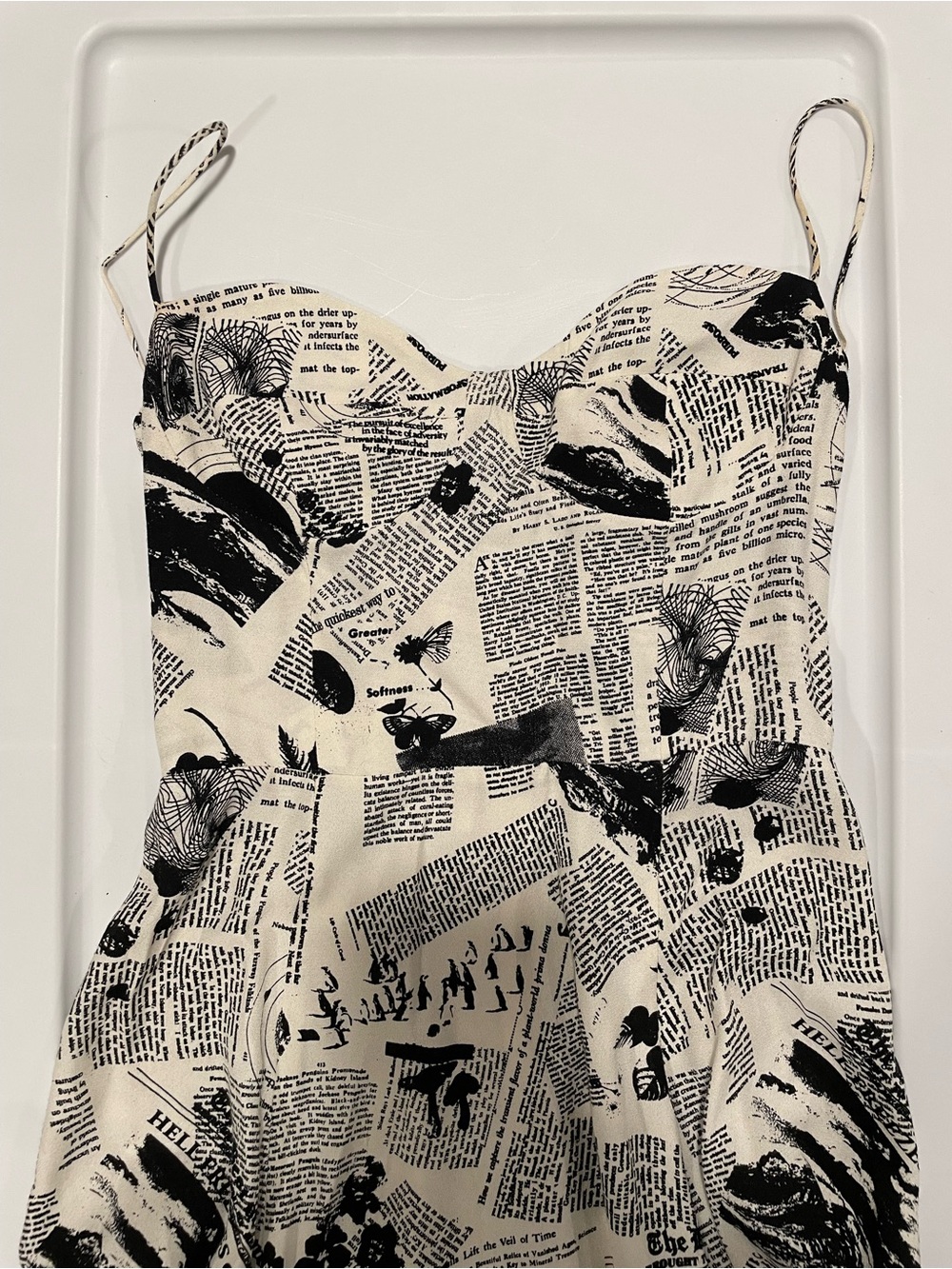 Reformation Newspaper Print Spaghetti-Strap Dress